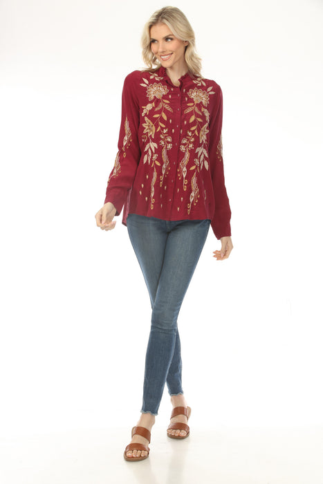 Johnny Was Workshop Chiarra Western Seamed Ruffle Shirt W14724-9 *