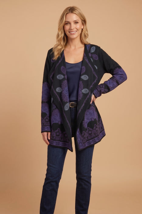 Johnny Was Biya Black Piero Draped Sweater C56926-1