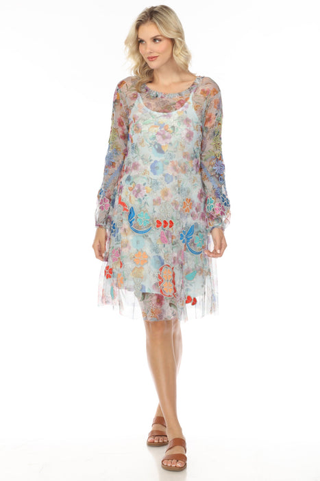 Johnny Was Biya Flora Dancer Embroidered Mesh Dress B39524