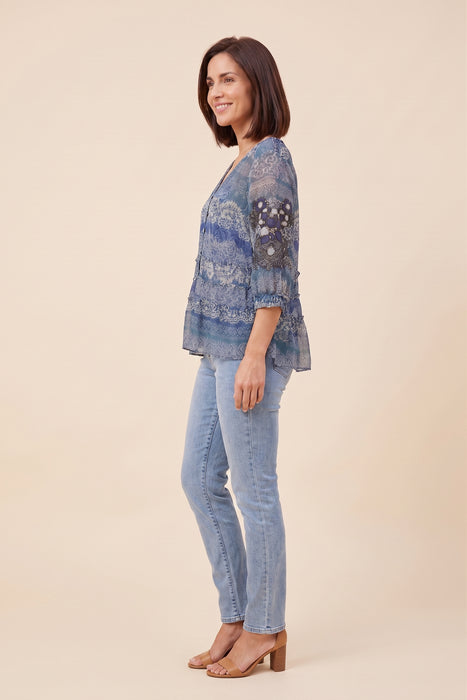 Johnny Was Biya Francis Mazzy Ruched Blouse B15825-RK