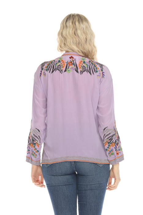 Johnny Was Biya The Audrey Oversized Silk Embroidered Blouse B16724-E