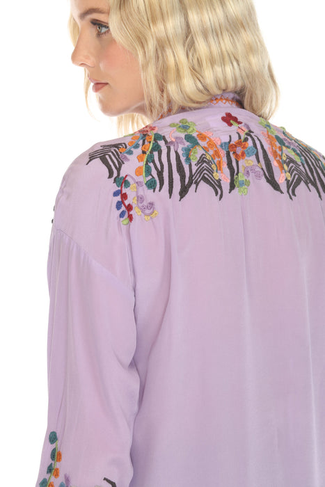 Johnny Was Biya The Audrey Oversized Silk Embroidered Blouse B16724-E