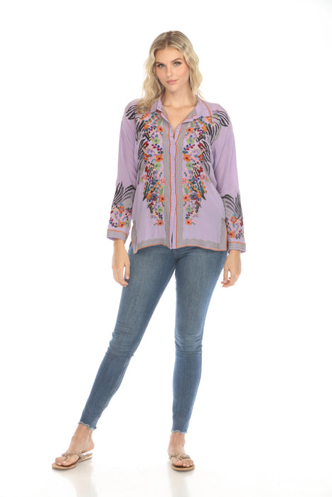 Johnny Was Biya The Audrey Oversized Silk Embroidered Blouse B16724-E