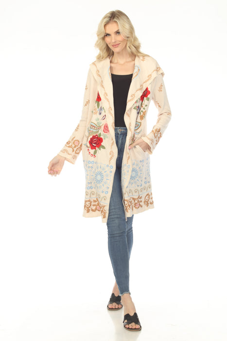 Johnny Was Beige Biya Leto Hooded Duster C54725-7