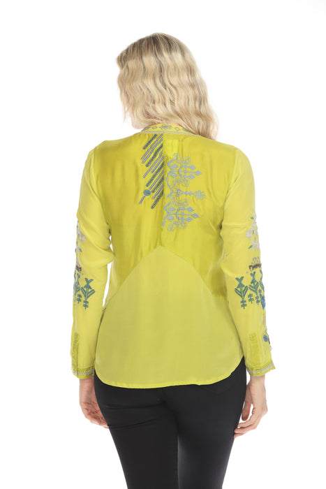Johnny Was Biya Sirisha Embroidered Silk Blouse B16624-E *