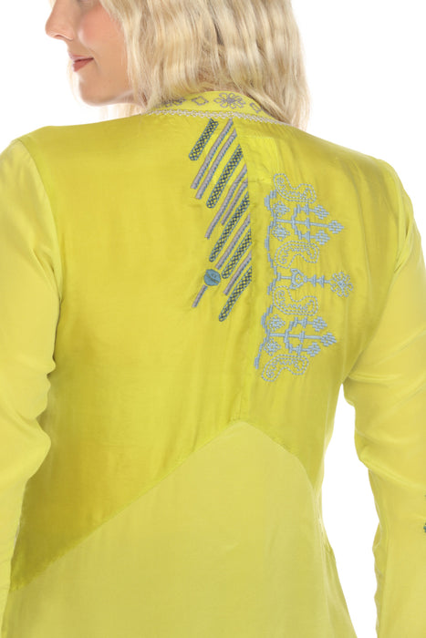 Johnny Was Biya Sirisha Embroidered Silk Blouse B16624-E *