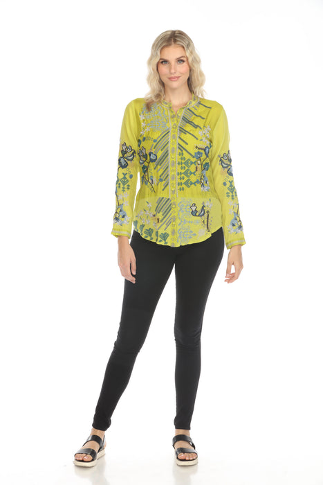 Johnny Was Biya Sirisha Embroidered Silk Blouse B16624-E *