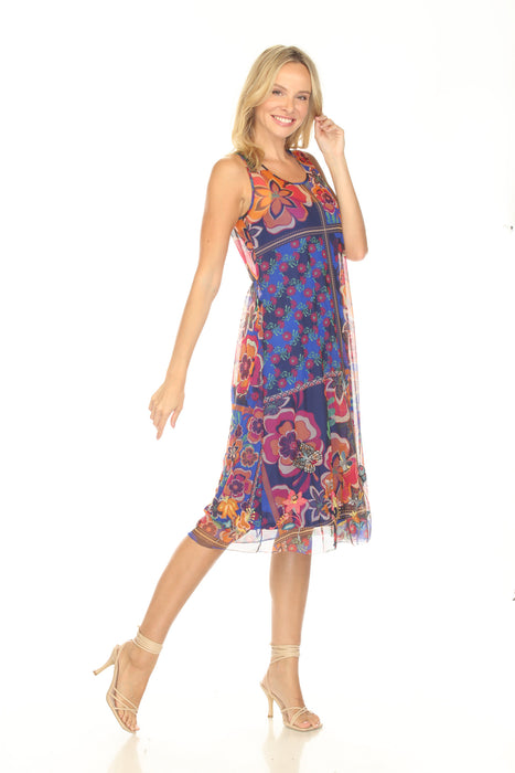 Johnny Was Biya Mazzy Mesh A-Line Midi Dress B34425-2