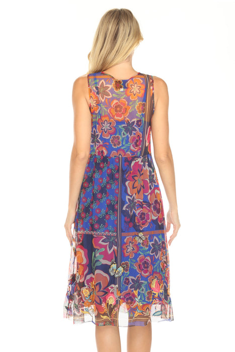 Johnny Was Biya Mazzy Mesh A-Line Midi Dress B34425-2