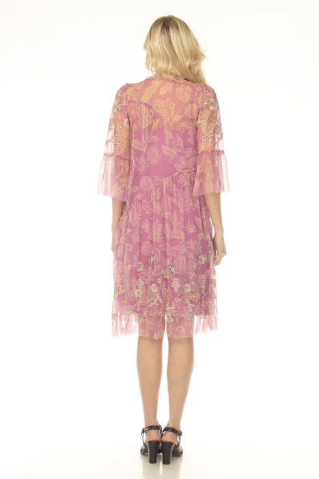 Johnny Was Biya Pink Noah Mazzy Arching Ruffles Dress B34625-3 Petite