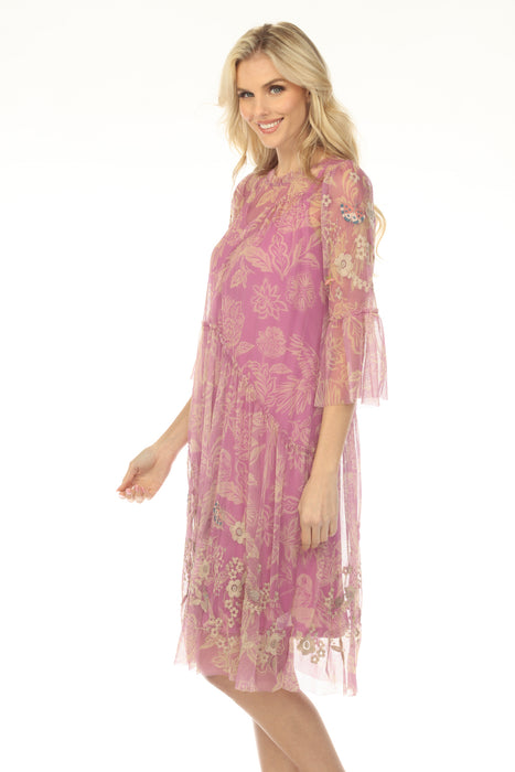 Johnny Was Biya Pink Noah Mazzy Arching Ruffles Dress B34625-3 Petite