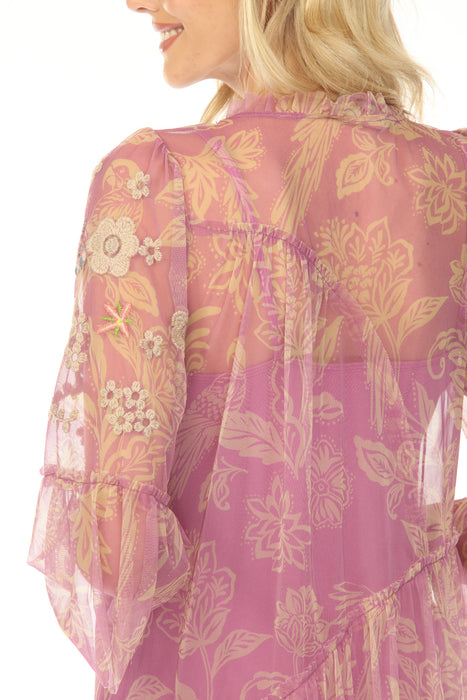 Johnny Was Biya Pink Noah Mazzy Arching Ruffles Dress B34625-3 Petite