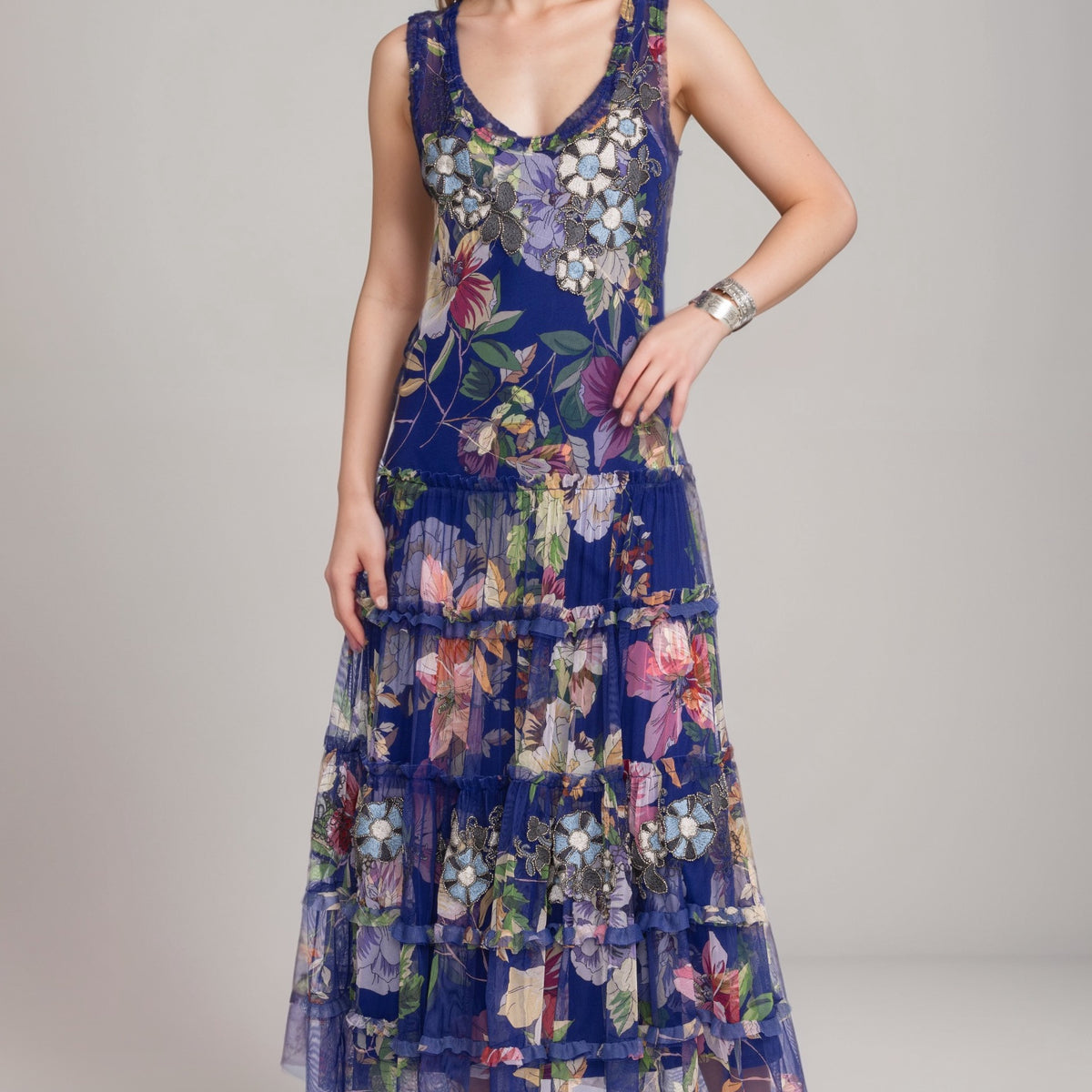 Women's Biya Blue Mazzy Multi Ruffle Maxi Dress B32524