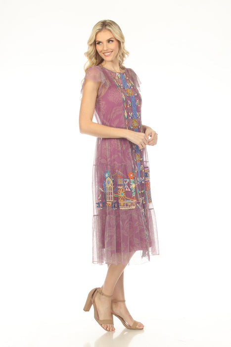 Johnny Was Biya Light Purple Mazzy Trim Mesh Dress B34725-3
