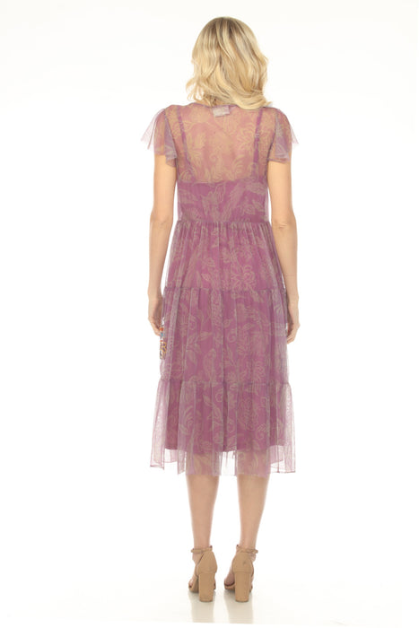 Johnny Was Biya Light Purple Mazzy Trim Mesh Dress B34725-3