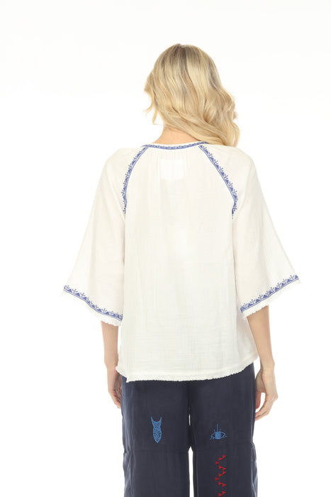 Johnny Was Biya White Megara Blouse B18125-5