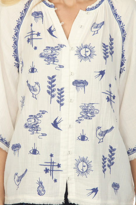 Johnny Was Biya White Megara Blouse B18125-5