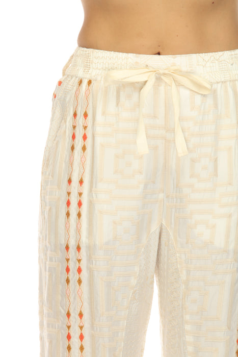 Johnny Was Biya Provenza Embroidered Pull On Ankle Pants Boho Chic B66323