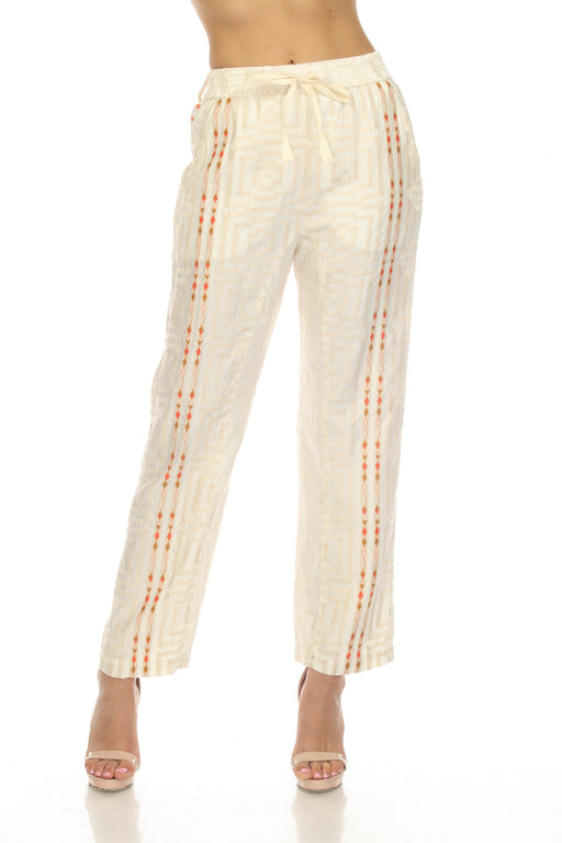 Johnny Was Biya Style B66323 Provenza Embroidered Pull On Ankle Pants Boho Chic