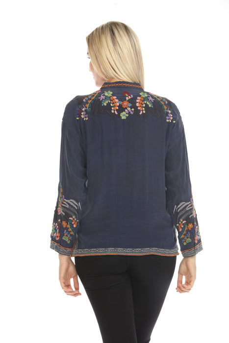Johnny Was Biya The Audrey Oversized Silk Embroidered Blouse B16724-E