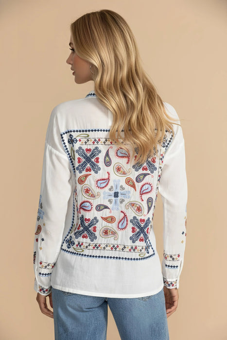 Johnny Was Biya Slim Audrey Embroidered Shirt B17125-1P Petite