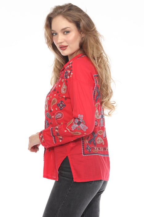 Johnny Was Biya Susie Slim Audrey Embroidered Shirt B17125-1 *