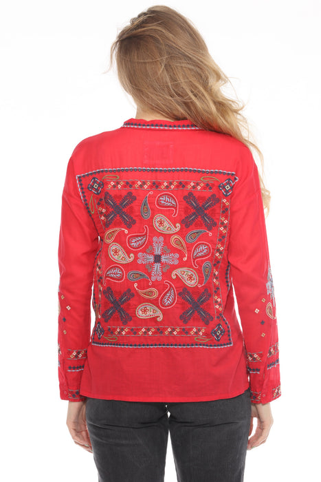 Johnny Was Biya Susie Slim Audrey Embroidered Shirt B17125-1 *