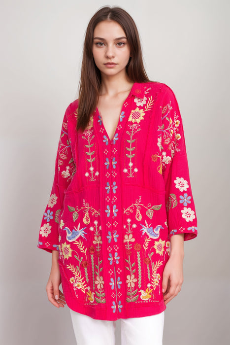 Johnny Was Biya Felicity Embroidered Tunic Top B24324-5 *