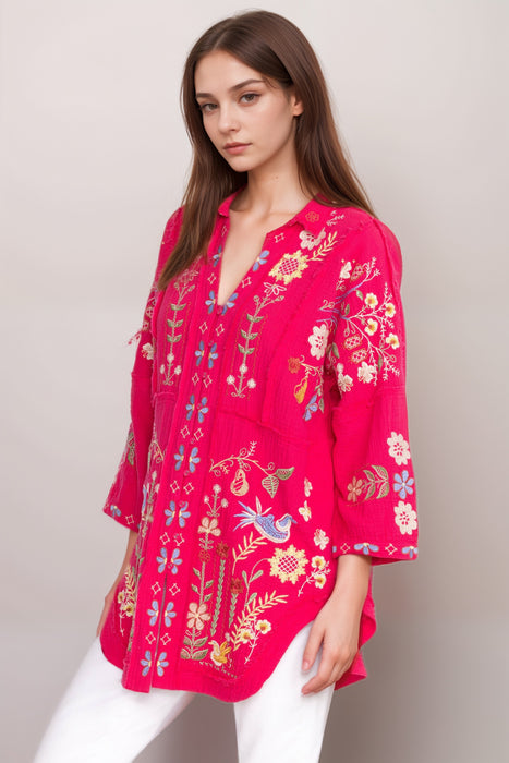 Johnny Was Biya Felicity Embroidered Tunic Top B24324-5 *