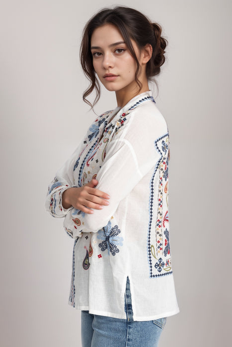 Johnny Was Biya Susie Slim Audrey Embroidered Shirt B17125-1 *