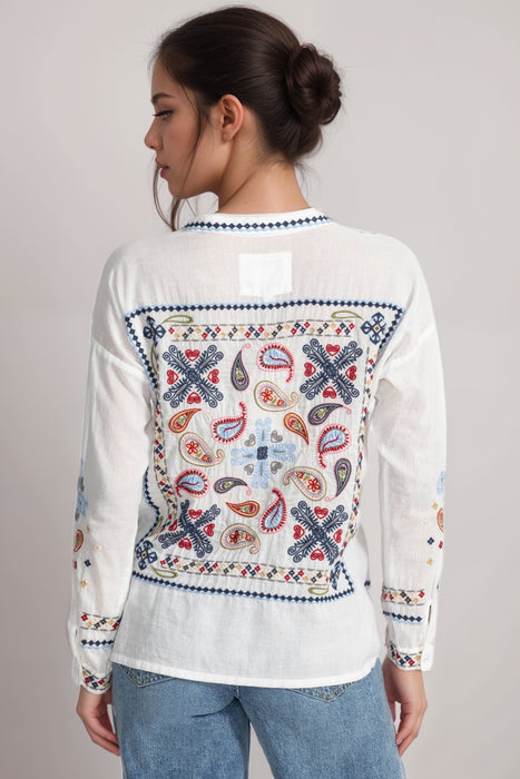 Johnny Was Biya Susie Slim Audrey Embroidered Shirt B17125-1 *