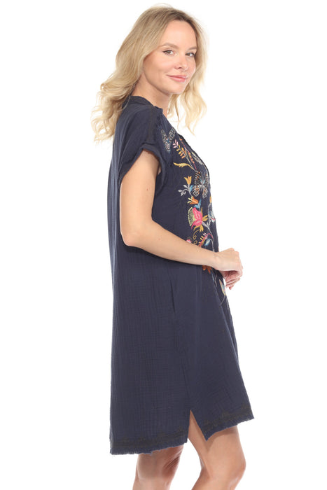 Johnny Was Biya Navy Borboleta Zippy Tunic Dress B25325-2