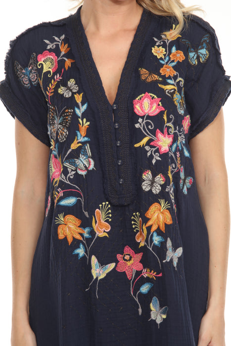 Johnny Was Biya Navy Borboleta Zippy Tunic Dress B25325-2