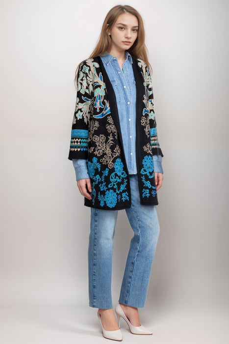 Johnny Was Biya Black Embroidered Kimono B58325-R