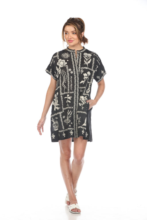 Johnny Was Workshop Style W29324 Black Botanique Dolman Swing Tunic Dress Boho Chic