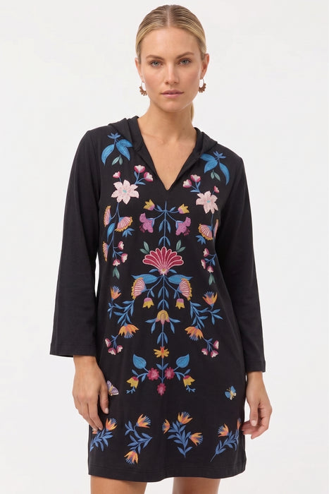 Johnny Was Black Elizabeth Beach Hoodie Dress J30925-E