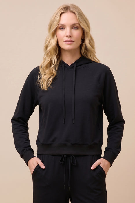 Johnny Was Black Essentials Pull Over Cropped Hoodie R17325-E