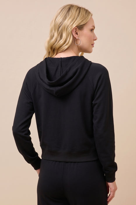 Johnny Was Black Essentials Pull Over Cropped Hoodie R17325-E