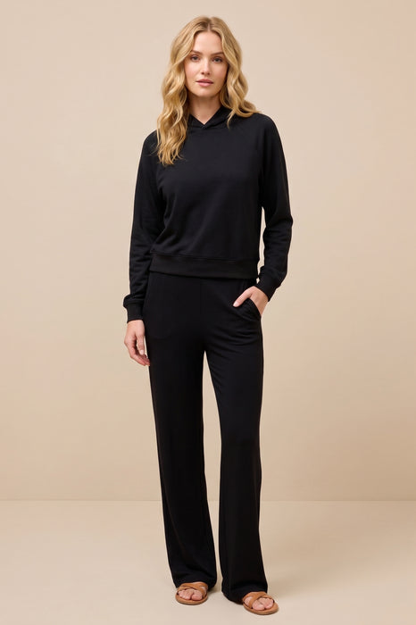 Johnny Was Black Essentials Pull Over Cropped Hoodie R17325-E