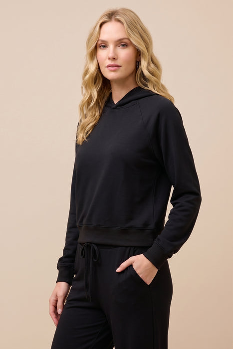 Johnny Was Black Essentials Pull Over Cropped Hoodie R17325-E