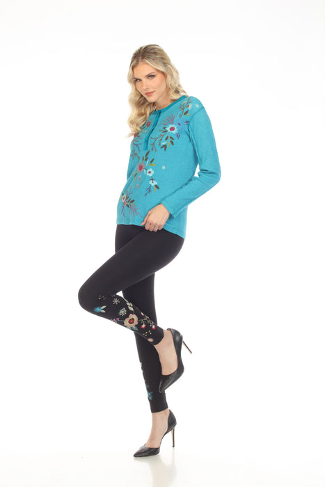 Johnny Was Style R68522 Black Martine Embroidered Leggings Boho Chic