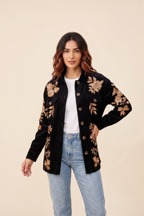 Johnny Was Black Miela Oversized Shirt Jacket W41125-9