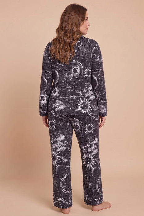 Johnny Was Black Mina The Carly Long Pajama Set Plus Size MS8224-MX