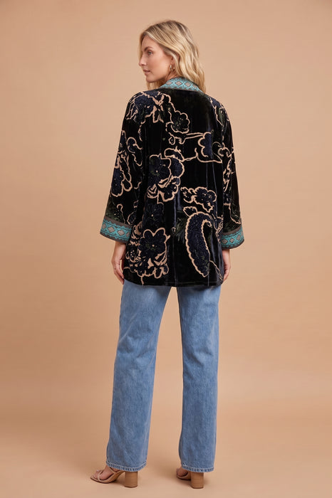 Johnny Was Black Monade Burnout Long Sleeve Merhawi Kimono C41925-O