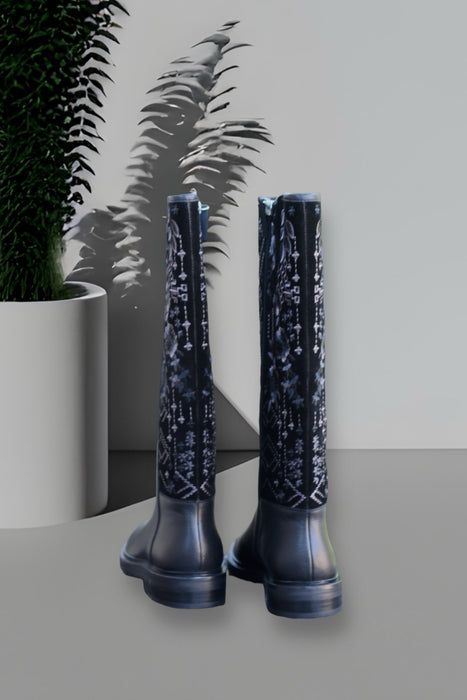 Johnny Was Black Olivia Embroidered Tall Boots Boho Chic JWS7421