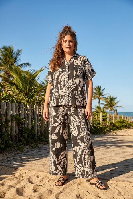 Johnny Was Black Palmas Camp Shirt CSW9425-YX Plus Size