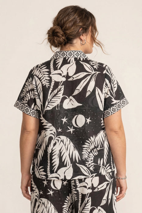 Johnny Was Black Palmas Camp Shirt CSW9425-YX Plus Size