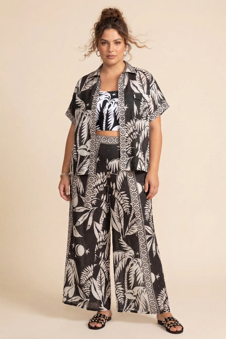 Johnny Was Black Palmas Wrap Pant CSW9525-YX Plus size