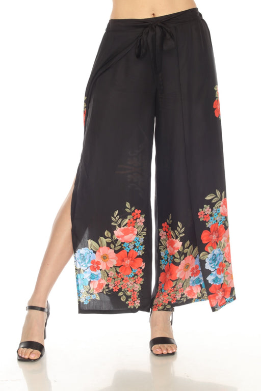 Johnny Was Style CSW3123 Black Royal Floral Wrap Pants Boho Chic