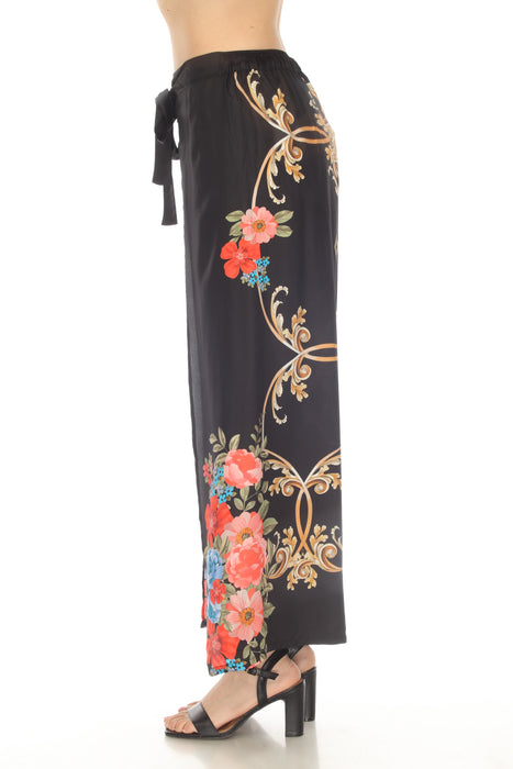 Johnny Was Black Royal Floral Wrap Pants Boho Chic CSW3123